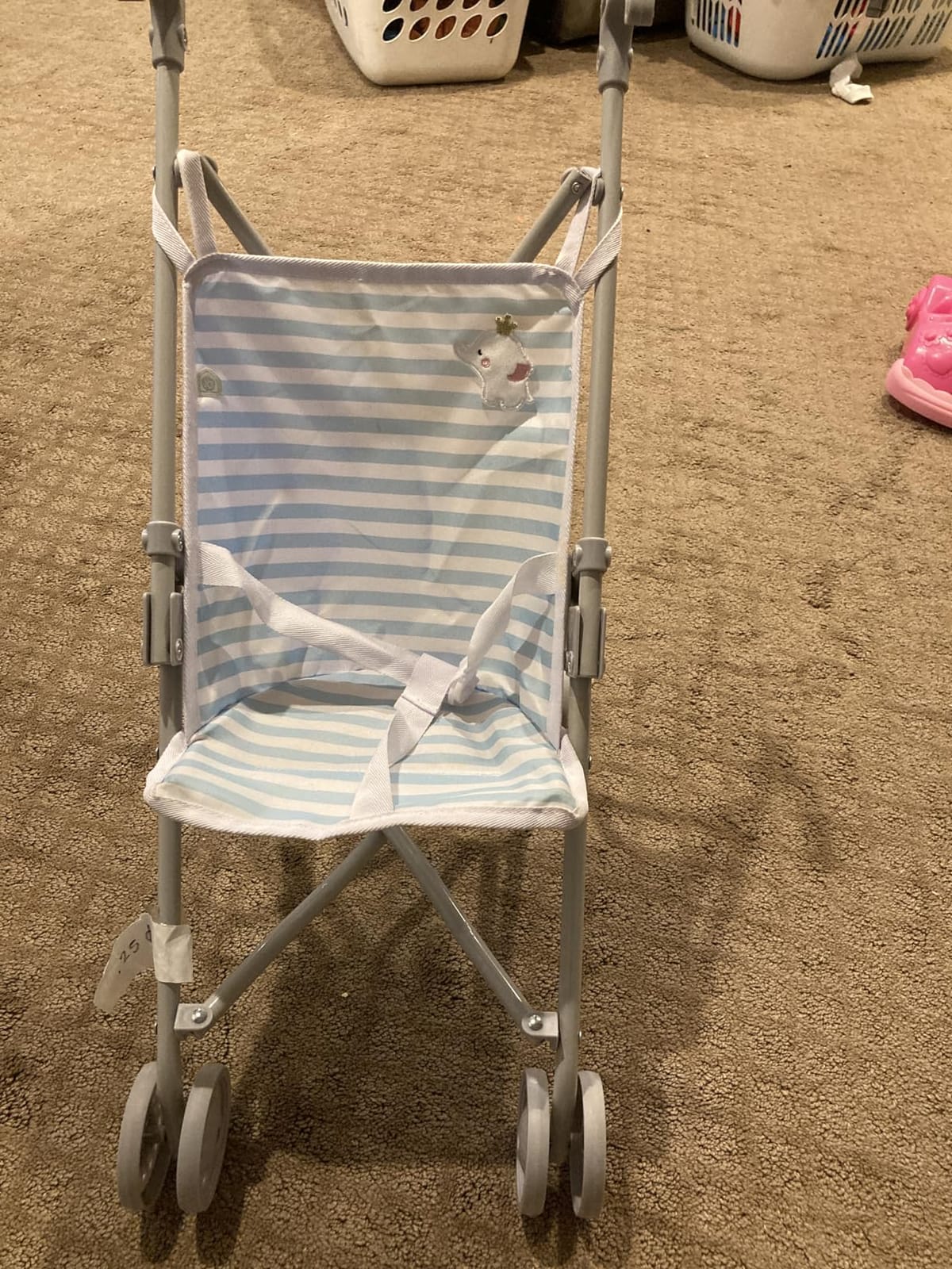 JC Toys Boutique | Folding Umbrella Doll Stroller for Children 2 Years Plus, Blue Stripes and Soft Embroidery | Sturdy Metal Frame | Pretend Play with Dolls up to 18” Long | Seat Belt customer photo 1