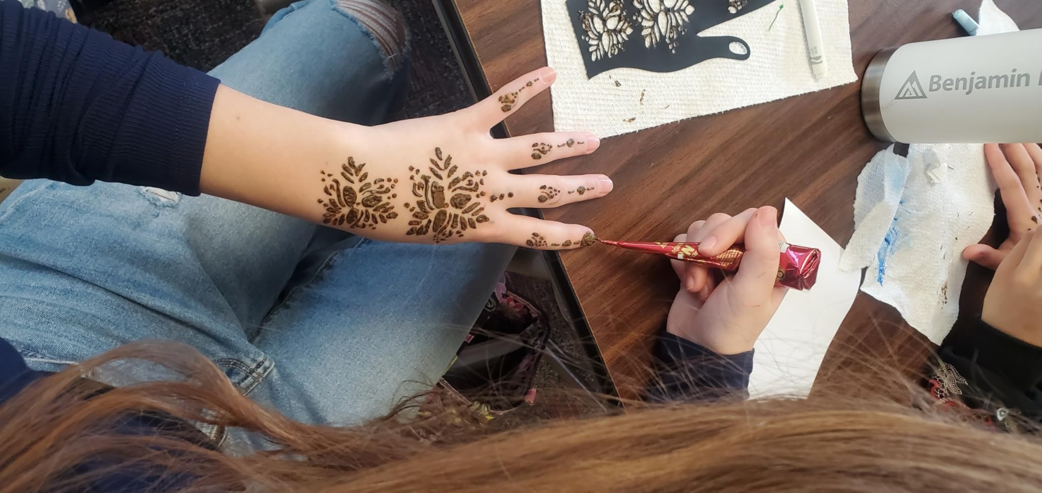 Moricher Henna tattoo kit Temporary Tattoo Kits | 5 Cones 96 Stencils Gifts for DIY Art Party customer photo 1