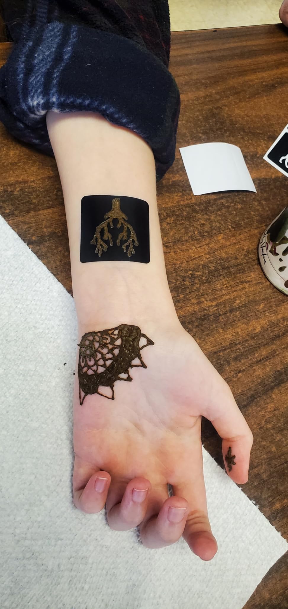 Moricher Henna tattoo kit Temporary Tattoo Kits | 5 Cones 96 Stencils Gifts for DIY Art Party customer photo 2