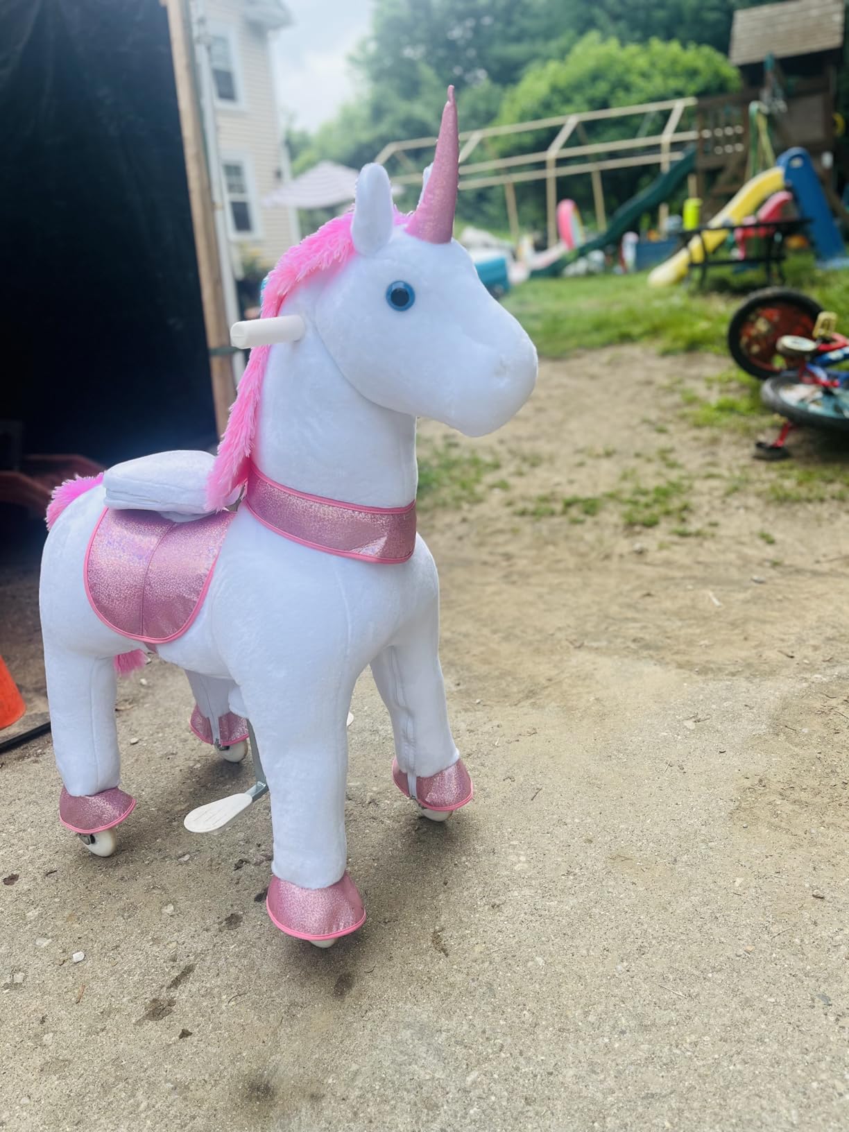 Ride On Horse for Toddlers 3-5, Brown Riding Horse | 30.1 Inch Height, Plush Horse, Giddy Up Ride On, Battery-Free, Smooth-Rolling Wheels, Steel Frame, Non-Slip Pedals customer photo 2