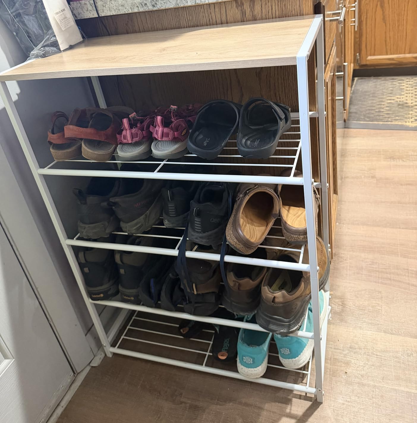 HOMEFORT Shoe Rack 6-Tier, Shoe Storage Shelf, Industrial Shoe Tower, Narrow Shoe Organizer for Closet Entryway, Small Shoe Rack Table with Durable Metal Shelves, Rustic Brown customer photo 2