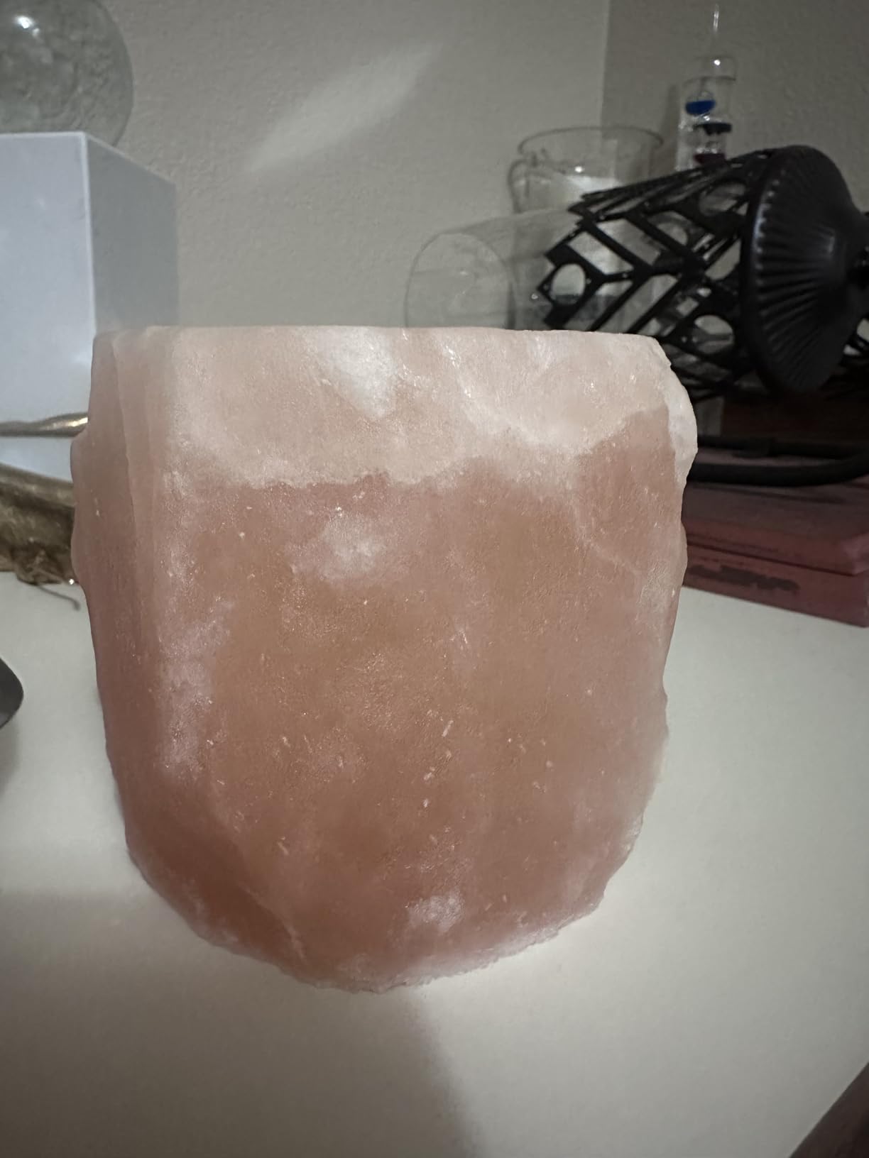 Pride of India Himalayan Pink Salt Tea Light Holder | Handcrafted Crystal Himalayan Rock Votive Candle Holder | Warm Amber Glow for Home Decor, Desk, Meditation & Yoga | Housewarming Gift customer photo 2