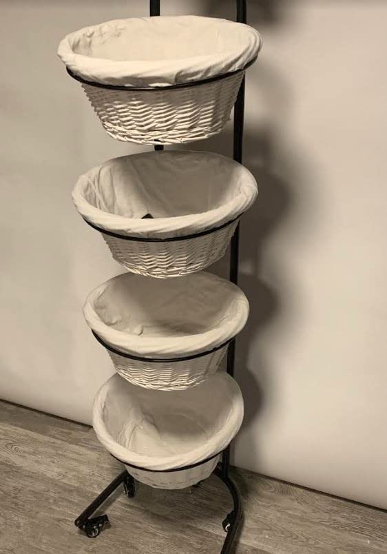 4 Tier Wicker Basket Display Stand for Retail with Wheels and Sign Clips customer photo 2
