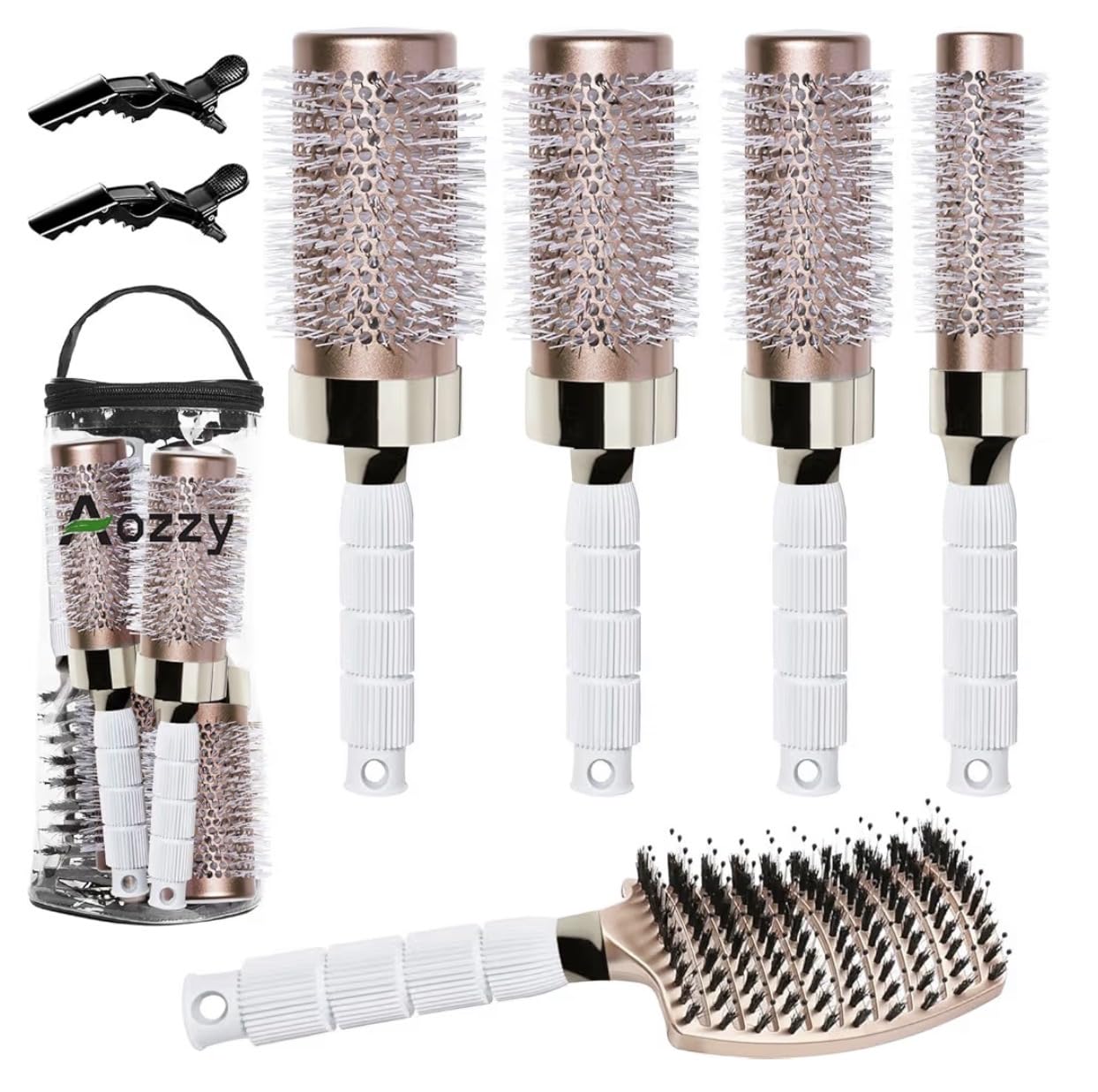 Ceramic Round Brush Set for Blowout&Boar Bristle Detangler Hair Brush customer photo 2