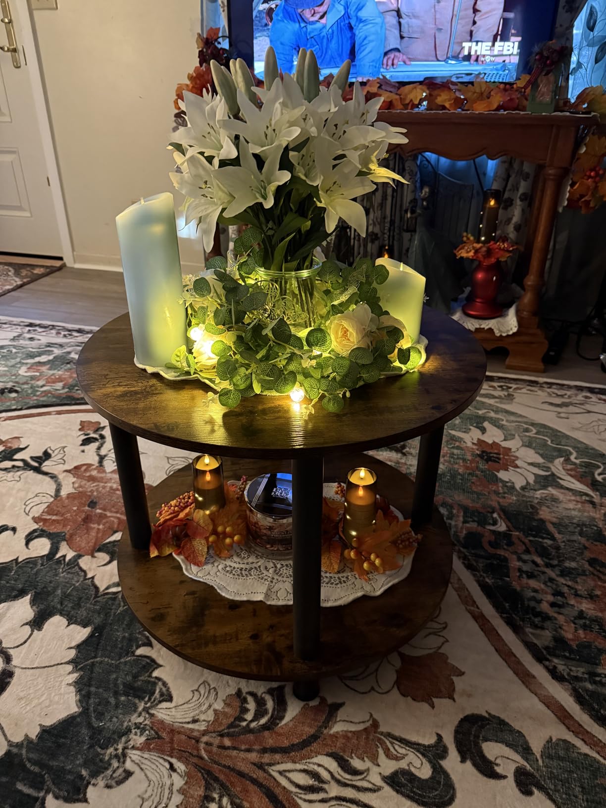Small Round Coffee Table for Small Space, 23.5