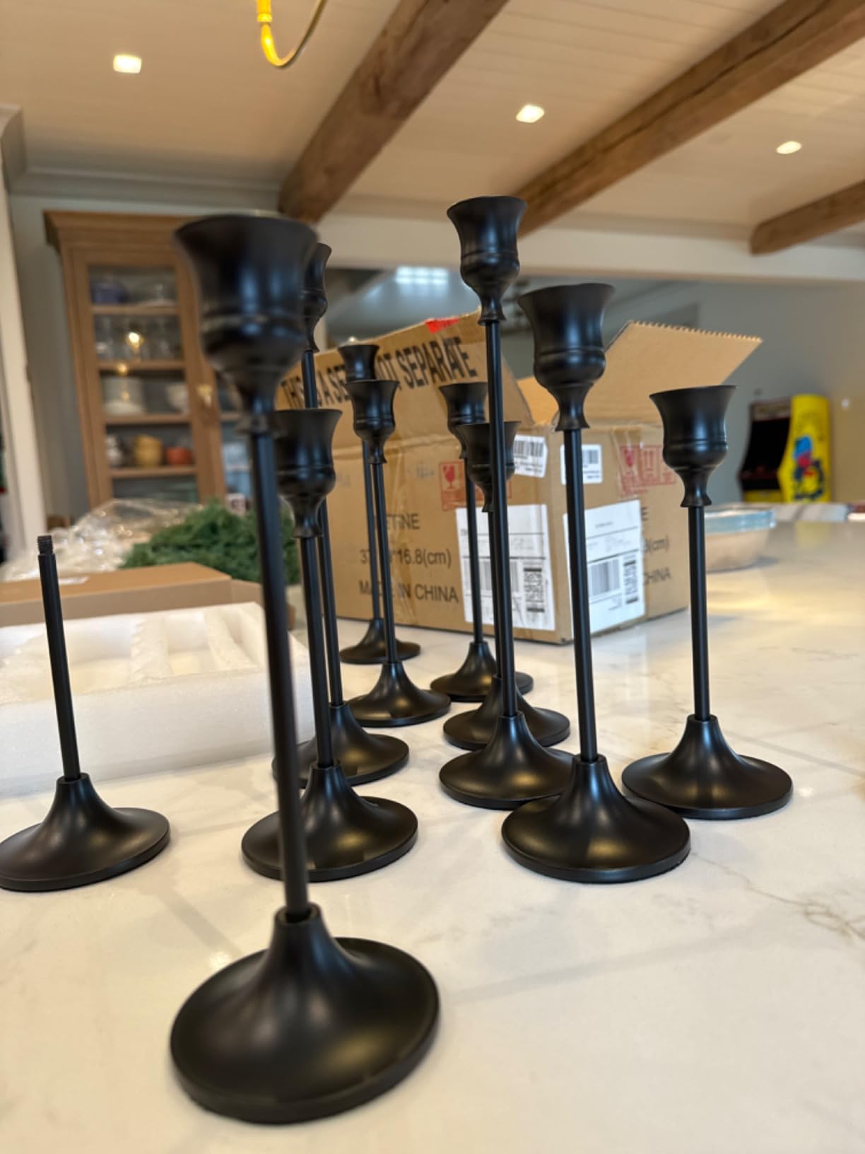 BEZURA Black Taper Candle Holders Set of 6,Aluminum Alloy Candlestick Holders for Candlesticks Vintage Metal Candle Stick Candle Holder for Fireplace Party Dining Home customer photo 1