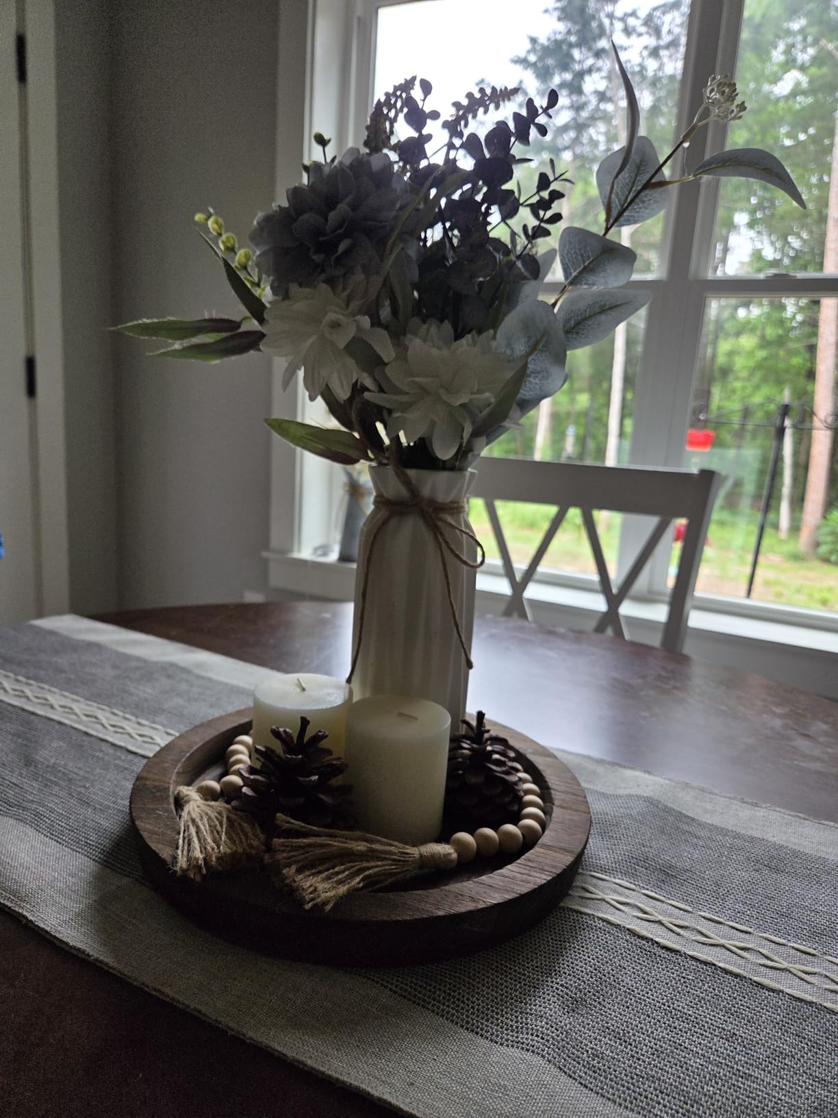 Hanobe Wooden Tray for Coffee Table, Decorative Round Candle Holder Plate customer photo 2