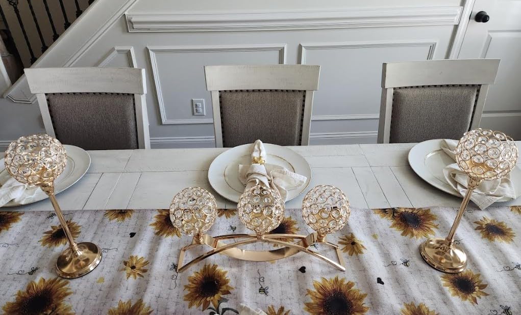 Gold Crystal Candle Holders for Table Centerpiece,3 Arms customer photo 1