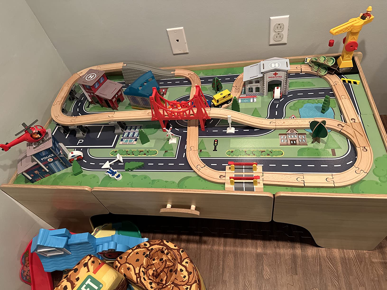Best Choice Products 50 Inch Wooden Train Table Set for Toddlers, 70-Piece Kids Train Table with Storage Drawer, Reversible Tabletop, Train Tracks & Accessories for Boys & Girls - Natural customer photo 1