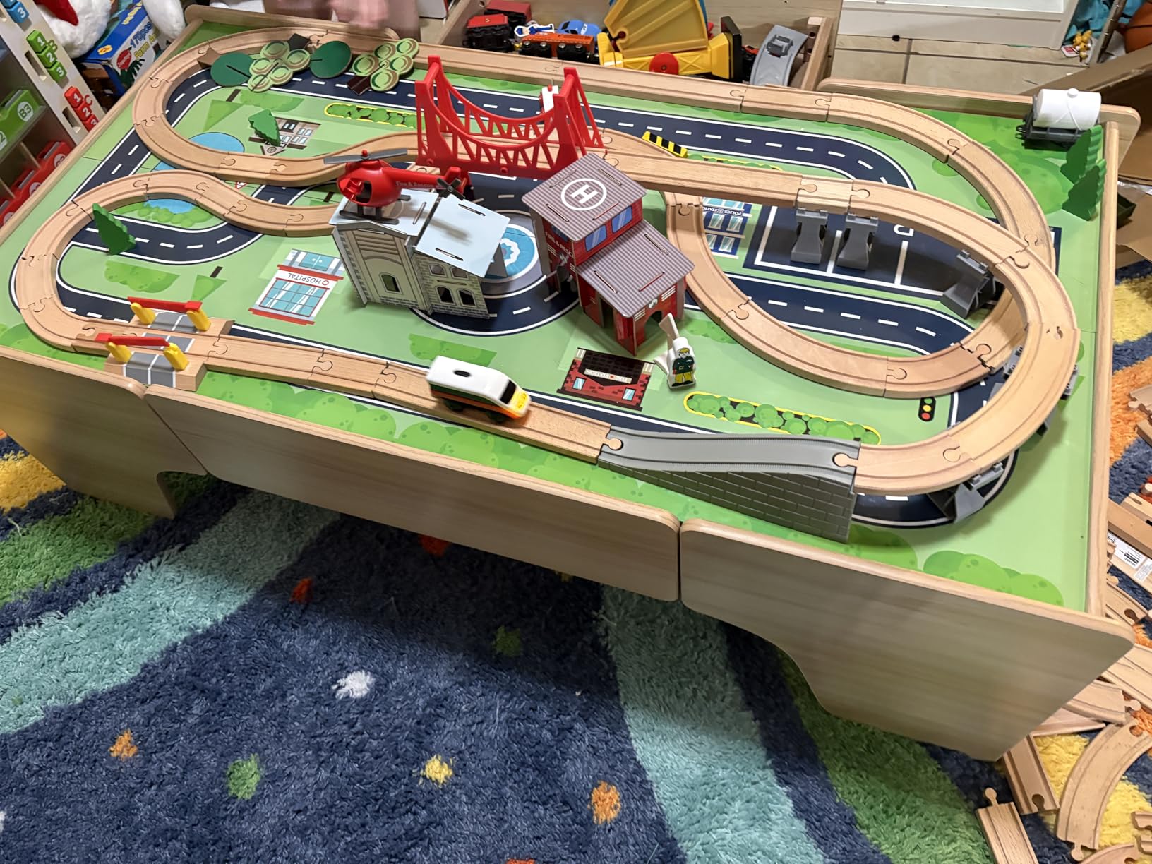 Best Choice Products 50 Inch Wooden Train Table Set for Toddlers, 70-Piece Kids Train Table with Storage Drawer, Reversible Tabletop, Train Tracks & Accessories for Boys & Girls - Natural customer photo 2