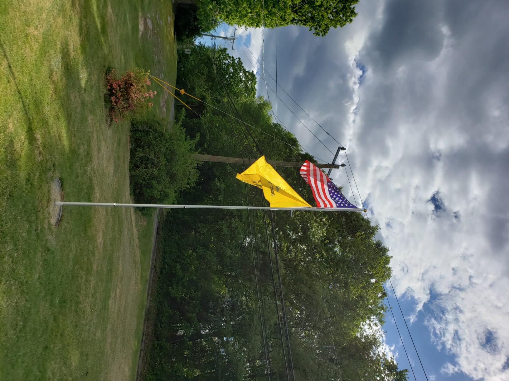 Yeshom 20Ft Black Telescopic Aluminum Flag Pole Fly 2 Flags 3'x5' US Flag & customer photo 2