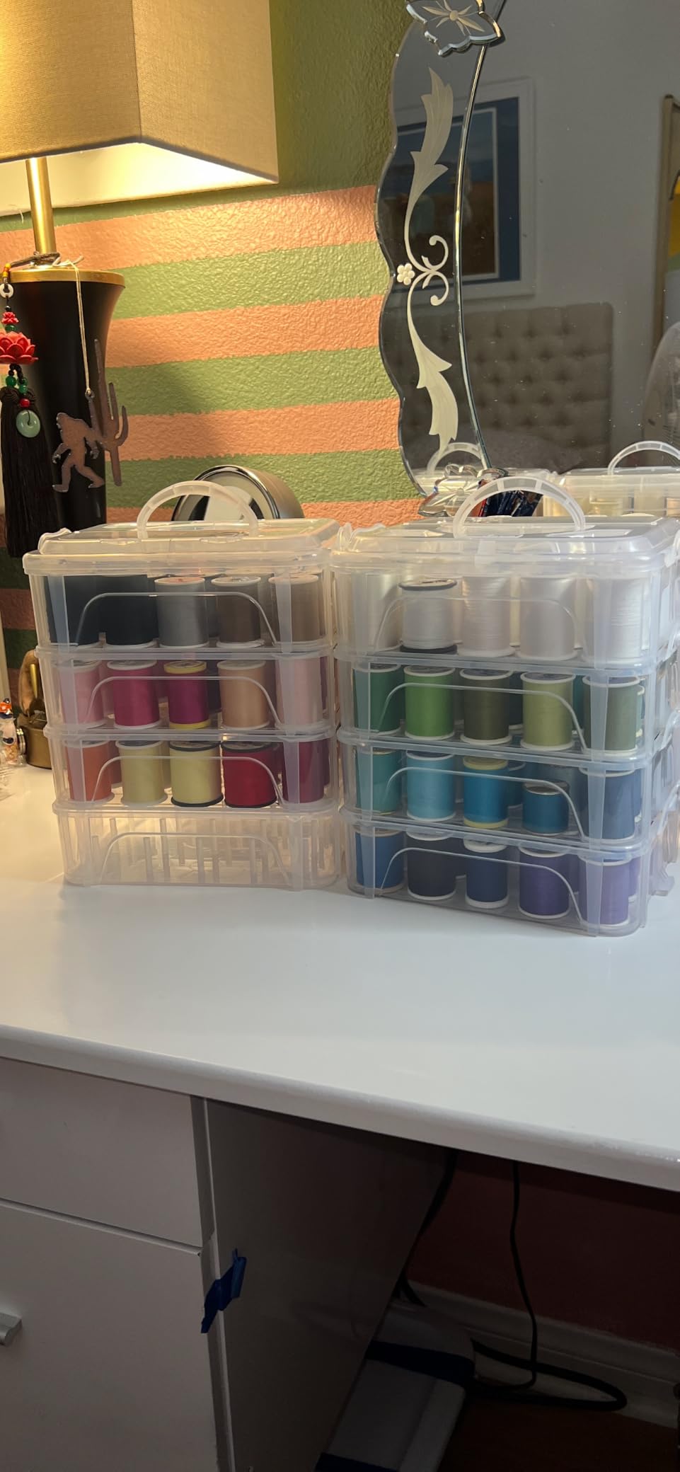 New brothread 4 Layer Stackable Clear Storage Box Organizer customer photo 2