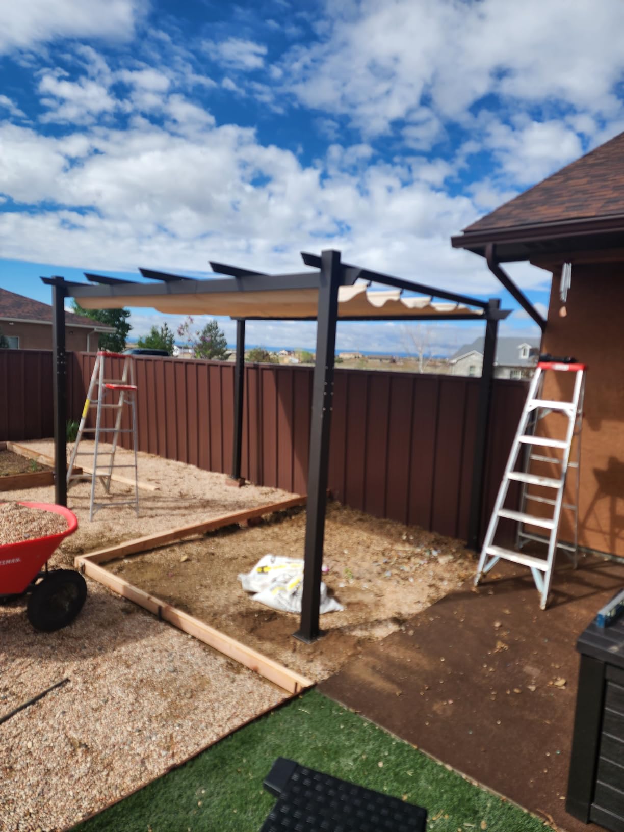 PURPLE LEAF Outdoor Pergola 10' x 13' with Retractable Metal Canopy, Grey customer photo 2