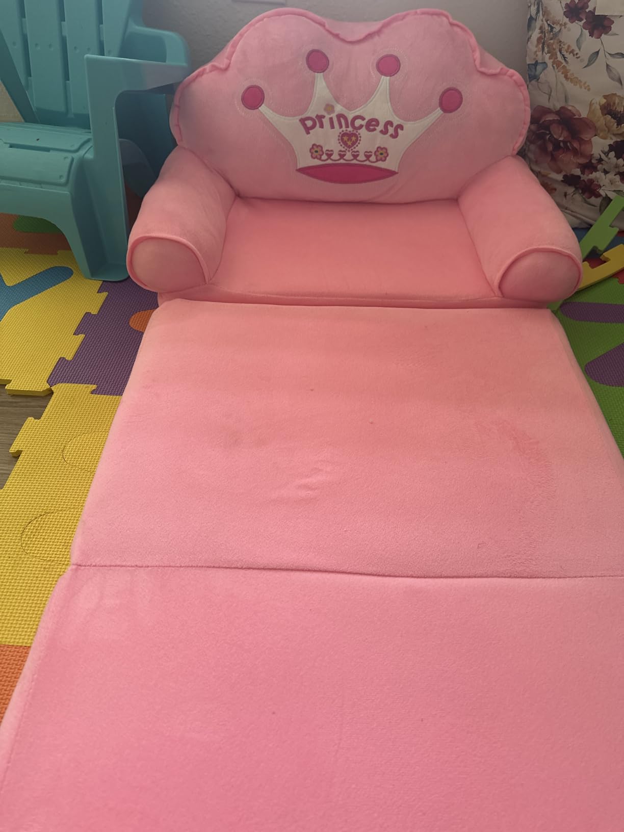 MOONBEEKI Kids Couch Fold Out, Foldable Princess Chair for Toddlers, Pink customer photo 2