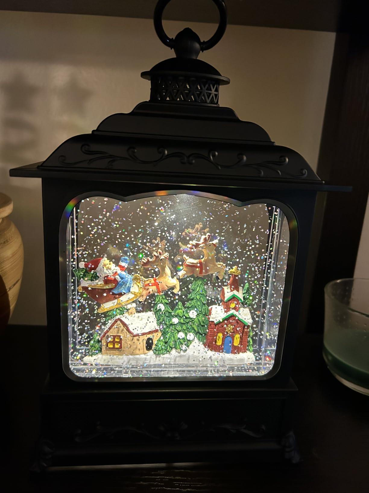 Eldnacele Musical Snow Globe Lantern with Timer, Lighted USB/Battery Operated Swirling Singing Water Glittering Lantern, Snow Globes for Adults and Kids Christmas Decoration- Santa customer photo 1
