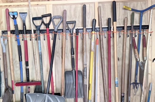 TVKB 68'' All Metal Garden Tool Organizer Adjustable Garage Tool Organizer Wall Mount Garage Organizers and Storage with Heavy Duty Hooks Tool Hangers for Garage Wall, Shed, Garden customer photo 2