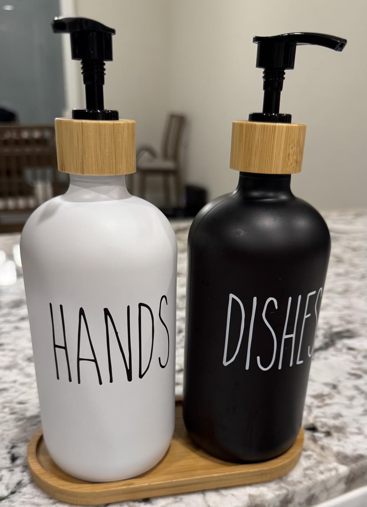 MOMEEMO Soap Dispenser Set, Black & White | Contains Hand and Dish Soap Dispenser, Suitable for Kitchen Decor customer photo 2