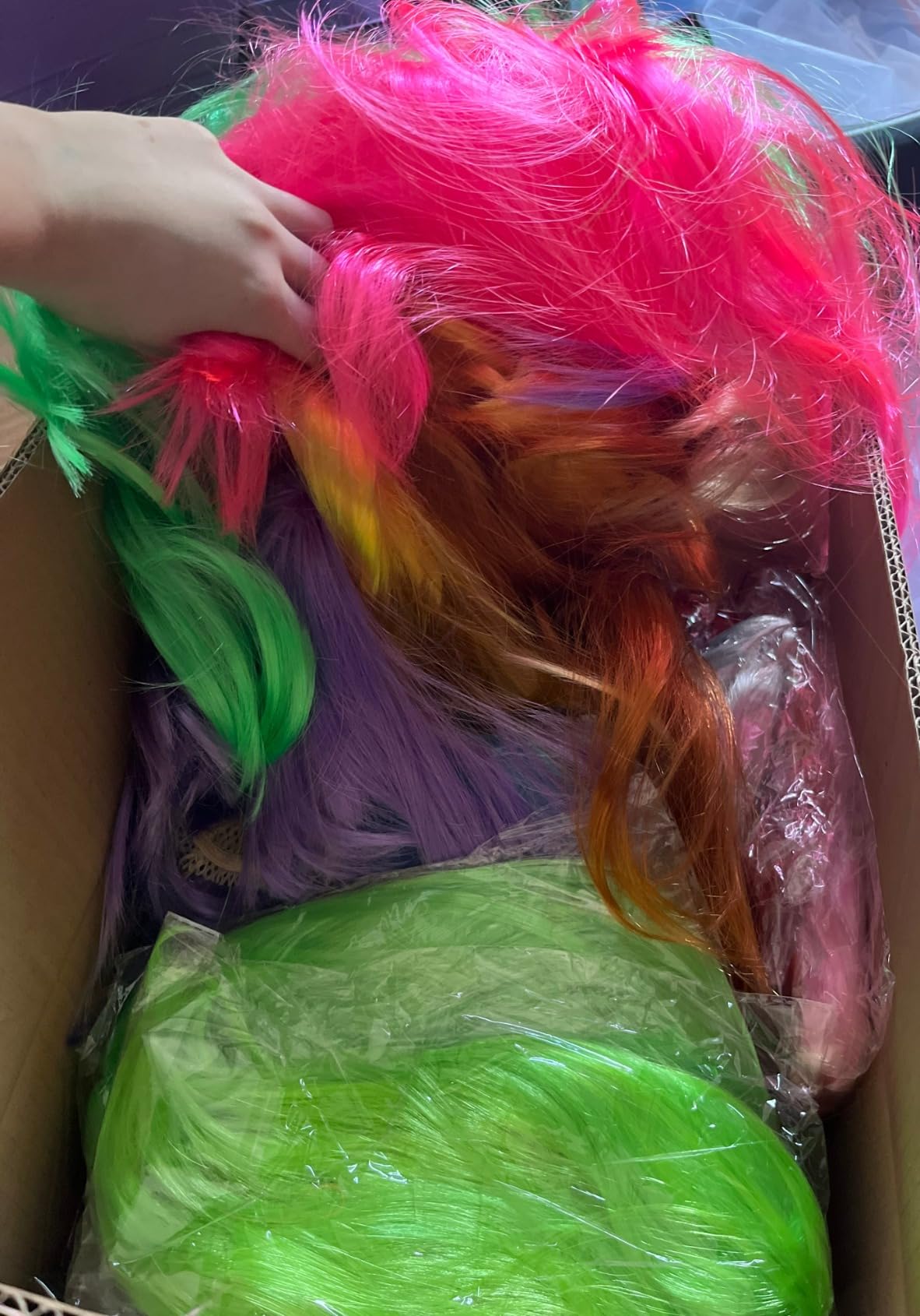 Chunyin 60 Pieces Party Wigs and Sunglasses Set, 30 Colors | Colorful Wig Hairpieces for Bachelorette Neon Party Favors, Halloween Decor, Bulk Set with Heart-shaped Sunglasses customer photo 1
