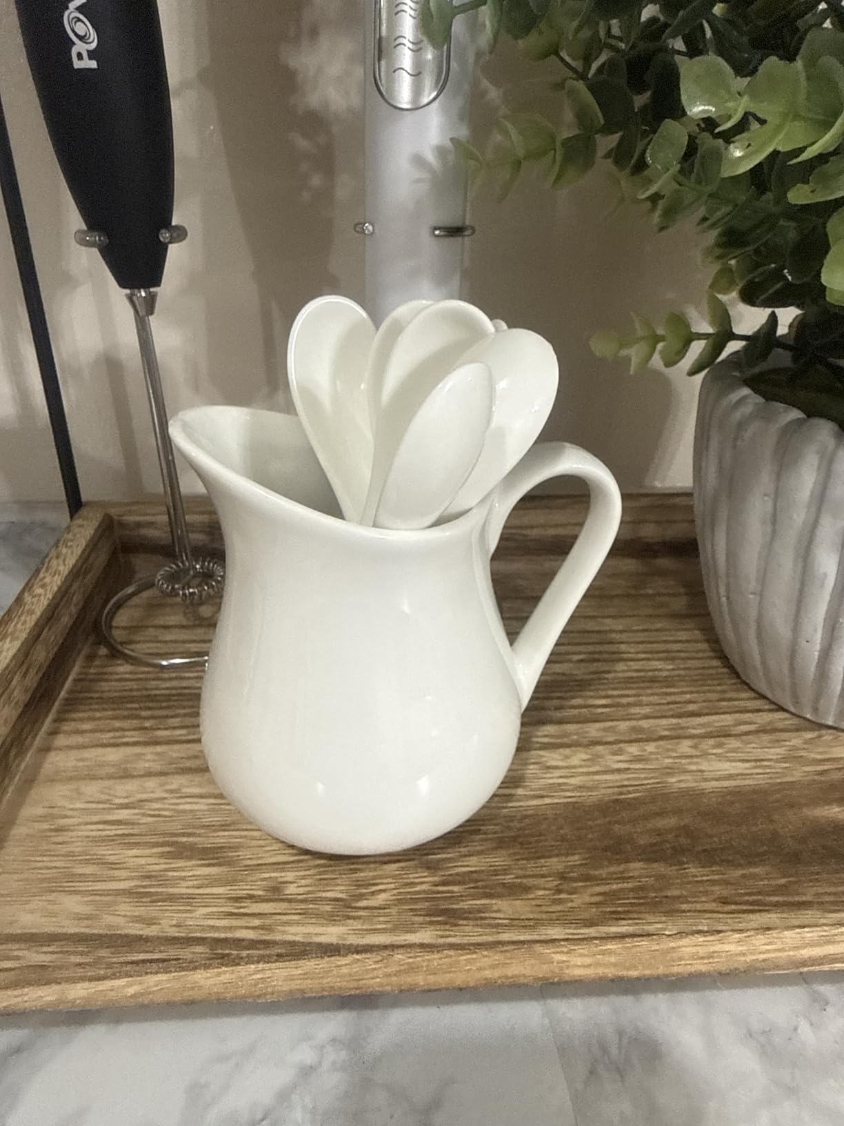 Gurygo 2 Pack 4 Oz Classic White Ceramic Small Creamer Pitcher with Handle- Fine Porcelain Small Milk Pitcher - Ceramic Creamer Container for Coffee Milk Sauces Salad, Microwave & Freezer Safe customer photo 2