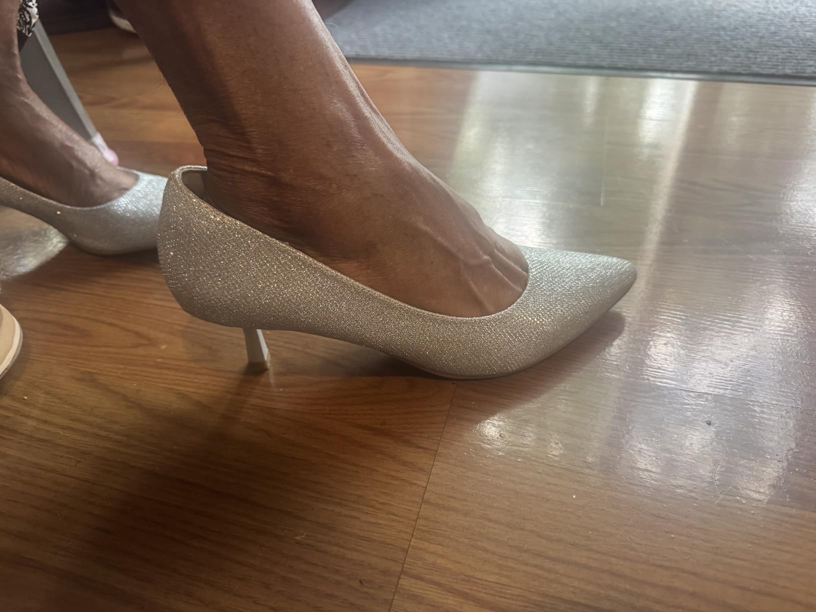mysoft Women's Kitten Heels Closed Toe Pumps Wedding Dress Shoes customer photo 2