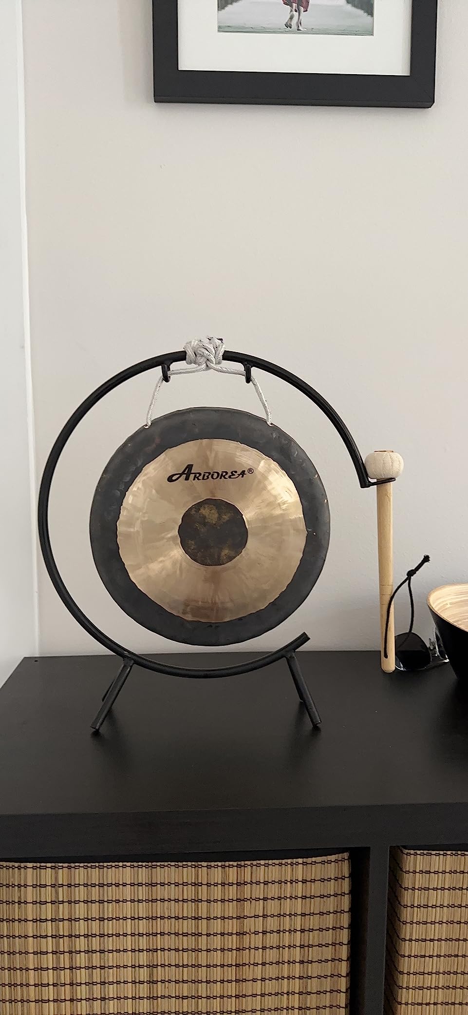 Arborea Mini Chau Gong with Mallet and Stand Hand-hammered Table Therapy and Healing Home or Office Meditation gong (10