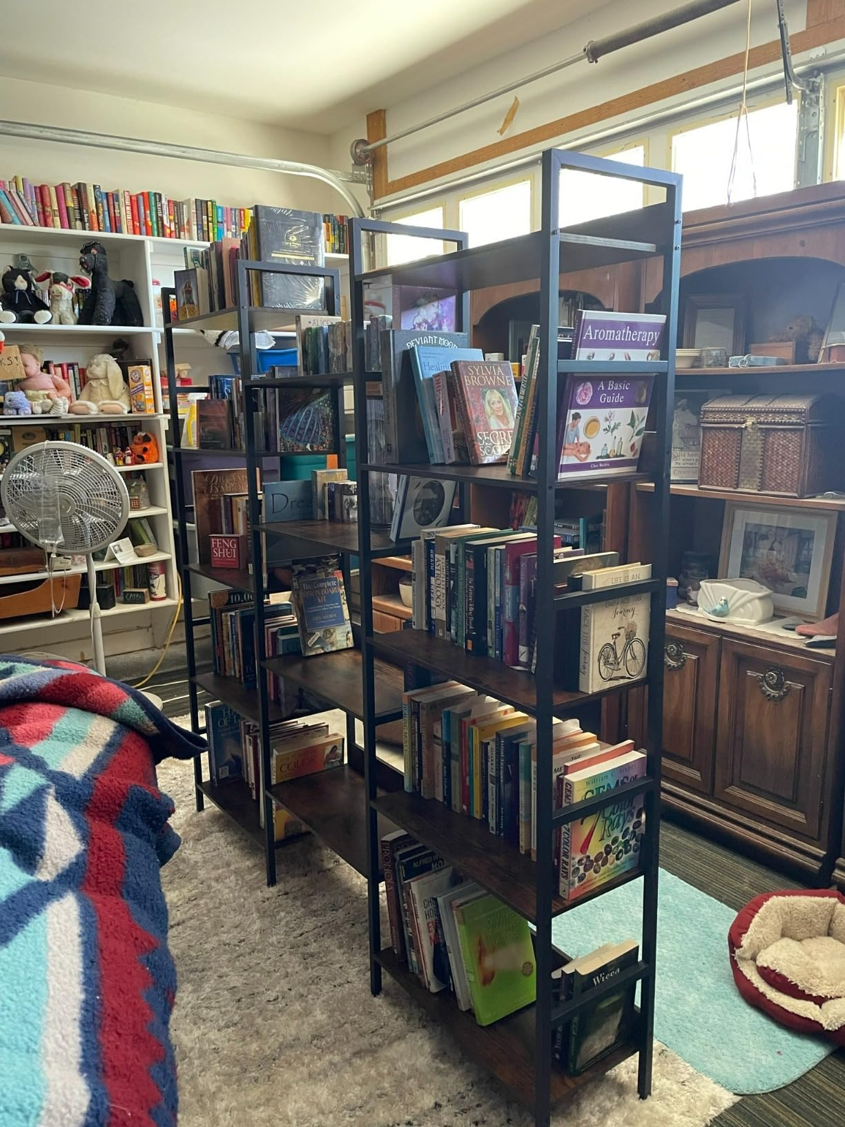 IRONCK Triple Wide 5-Tier Bookshelf with Metal Frame, Vintage Brown customer photo 1