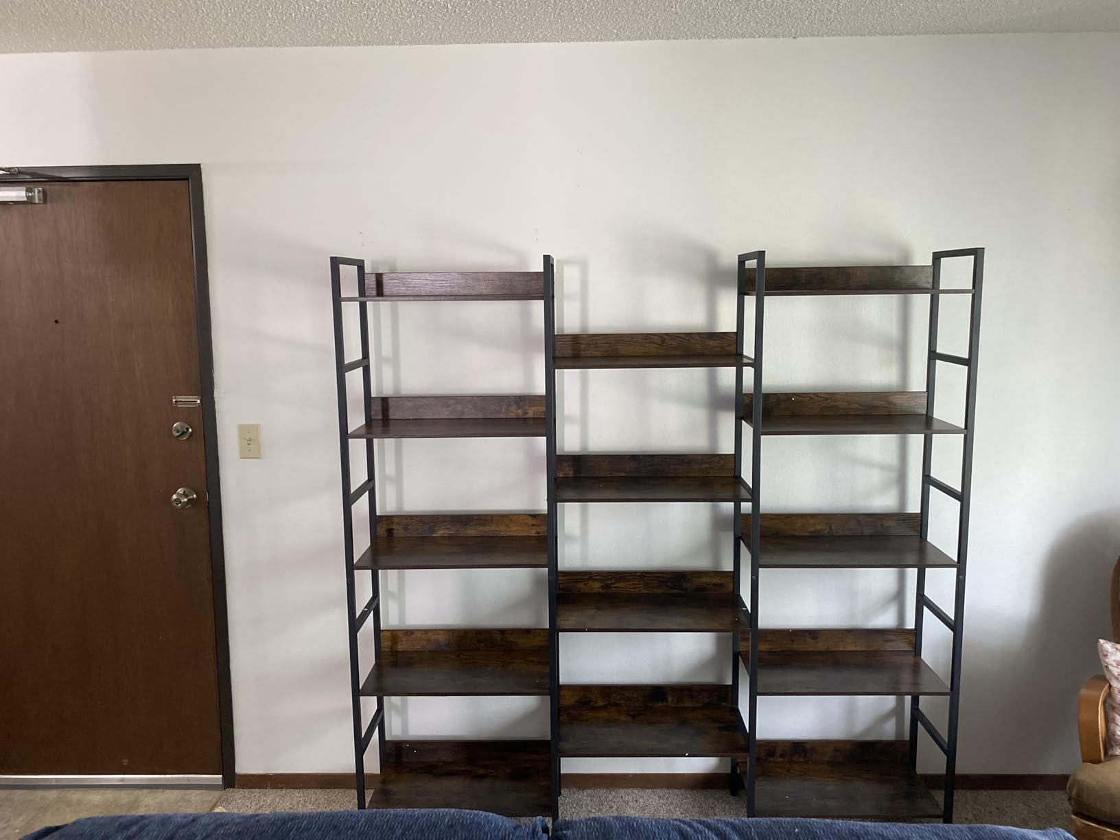IRONCK Triple Wide 5-Tier Bookshelf with Metal Frame, Vintage Brown customer photo 2