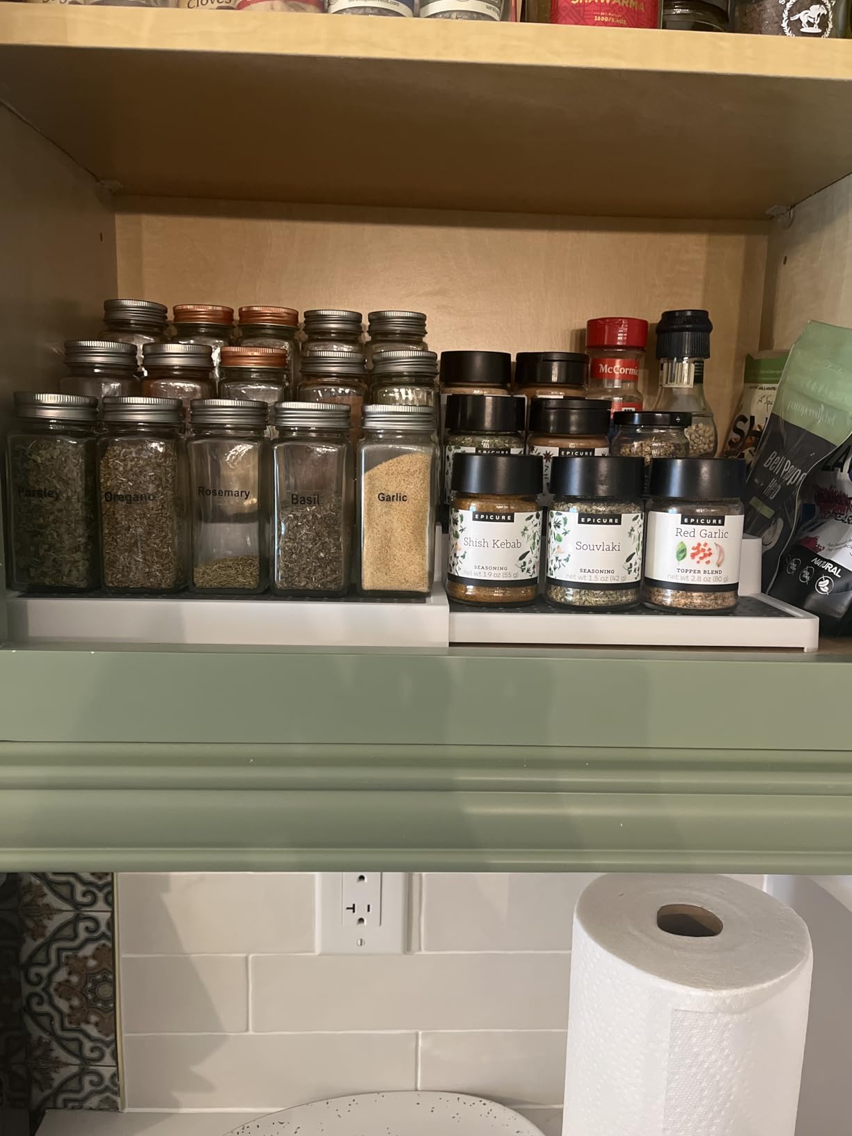 Oizeir 3-Tier Expandable Spice Rack Organizer for Cabinet, White/Grey customer photo 2