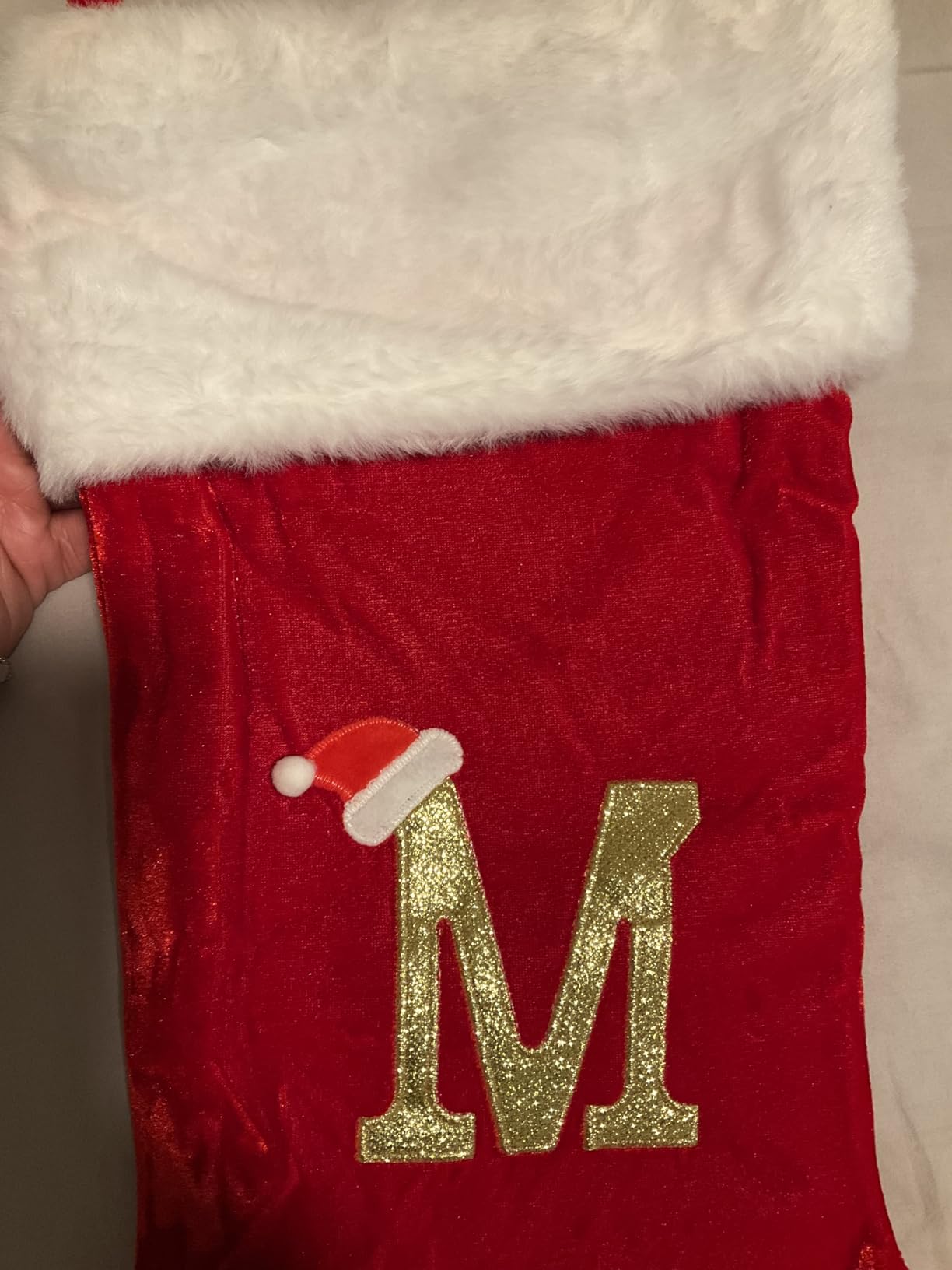 20 Inches Monogram Christmas Stockings Red Velvet with White Super Soft Plush Cuff Embroidered Xmas Stockings Classic Personalized Stocking Decorations for Family Holiday Season Decor(Letter L) customer photo 1