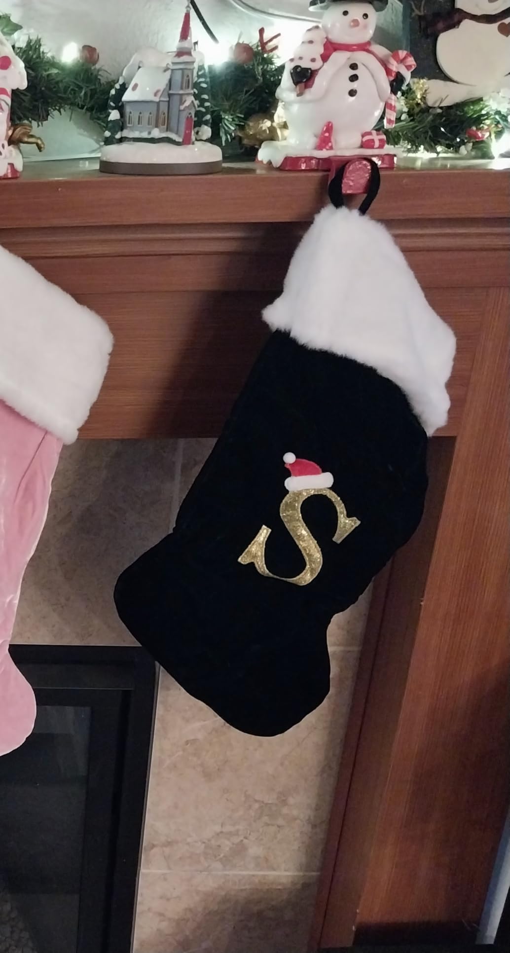 20 Inches Monogram Christmas Stockings Red Velvet with White Super Soft Plush Cuff Embroidered Xmas Stockings Classic Personalized Stocking Decorations for Family Holiday Season Decor(Letter L) customer photo 2