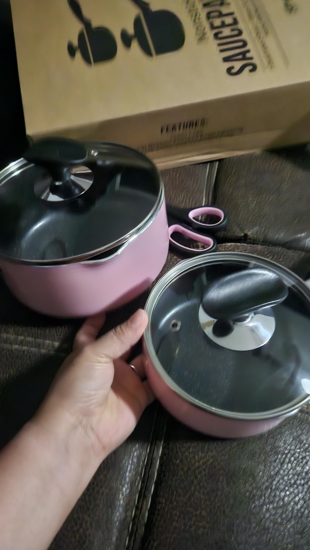 Nonstick Saucepan Set with Lid, Non Stick 1.5QT & 2.5QT Sauce Pan Set with Glass Lid Small Pot for Home Kitchen customer photo 1