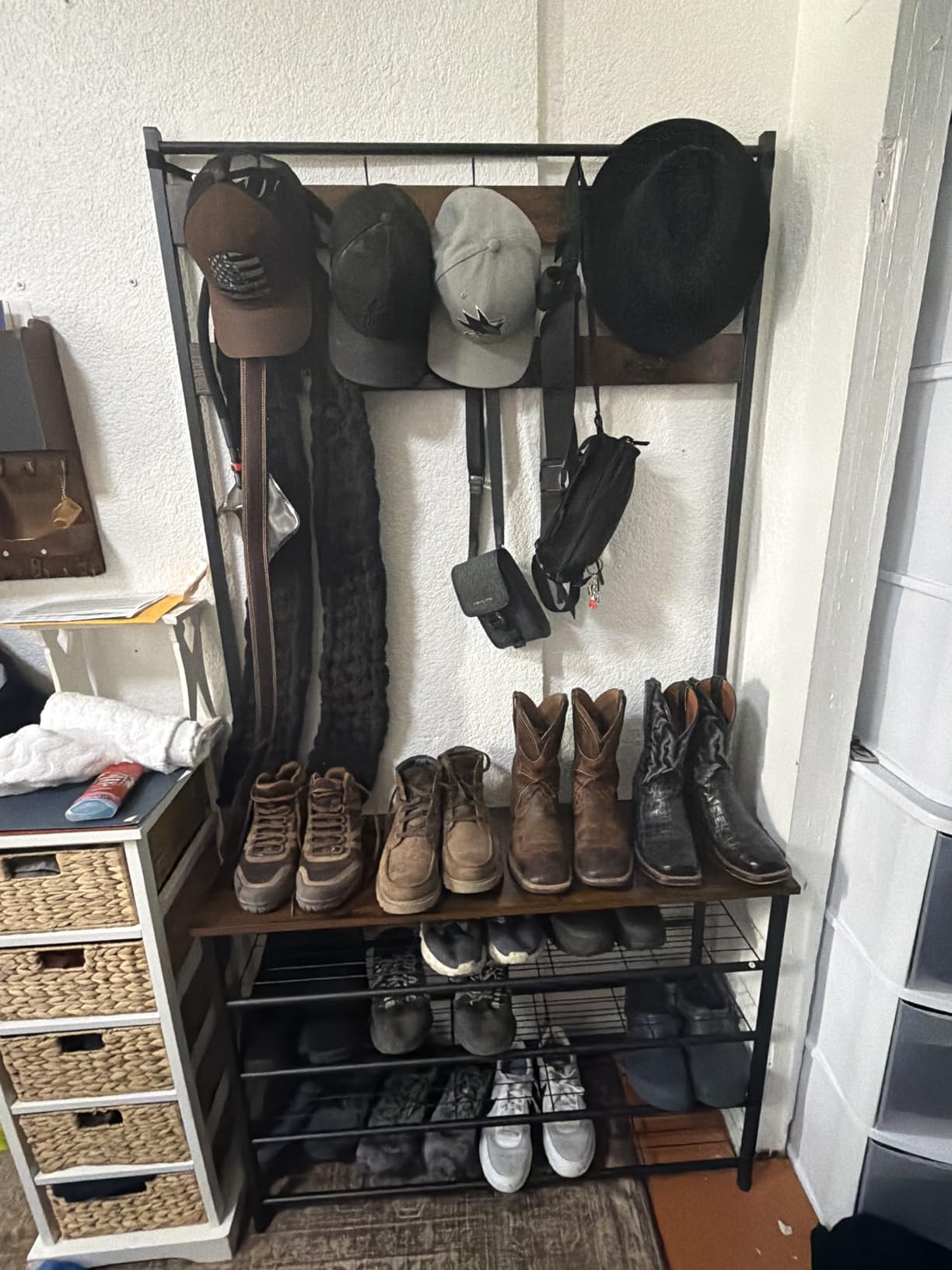 HOOBRO Hall Tree, Coat Rack with Shoe Rack, Hall Tree with Bench, 5 Tier Shoe Storage Organizer with 9 Hooks for Entryway, Closet, Sturdy, Industrial, Rustic Brown and Black BF80MT01G2 customer photo 1