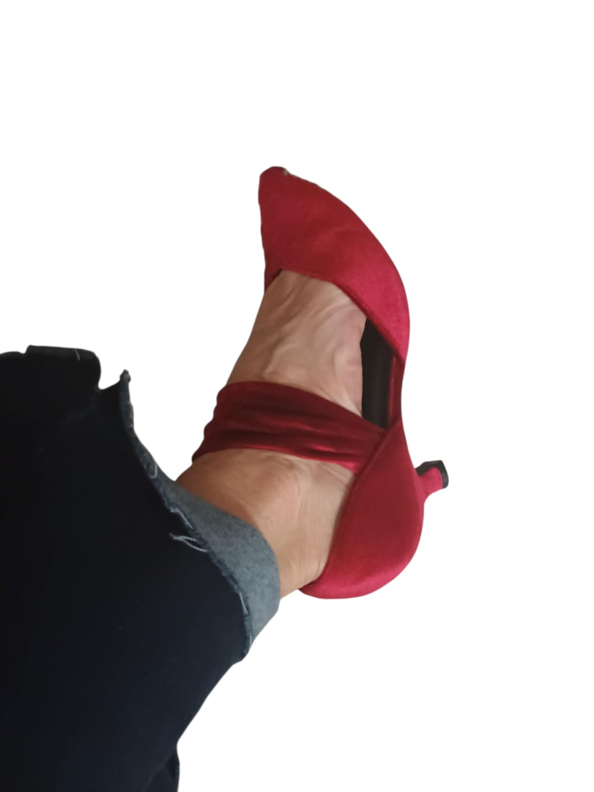 Coutgo Womens Low Kitten Heel Dress Shoes Pointed Toe Slip on Ankle Strap Cutout Elegant Party Wedding Pumps customer photo 1