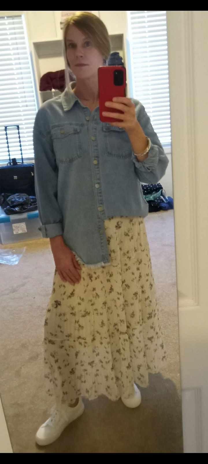 Dokotoo Womens Button Down Oversized Distressed Boyfriend Jean Jacket customer photo 1