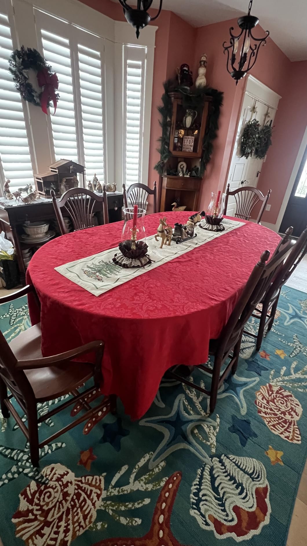 CAIT CHAPMAN HOME COLLECTION Solid Color Damask Jacquard Woven Tablecloth and Napkin (70