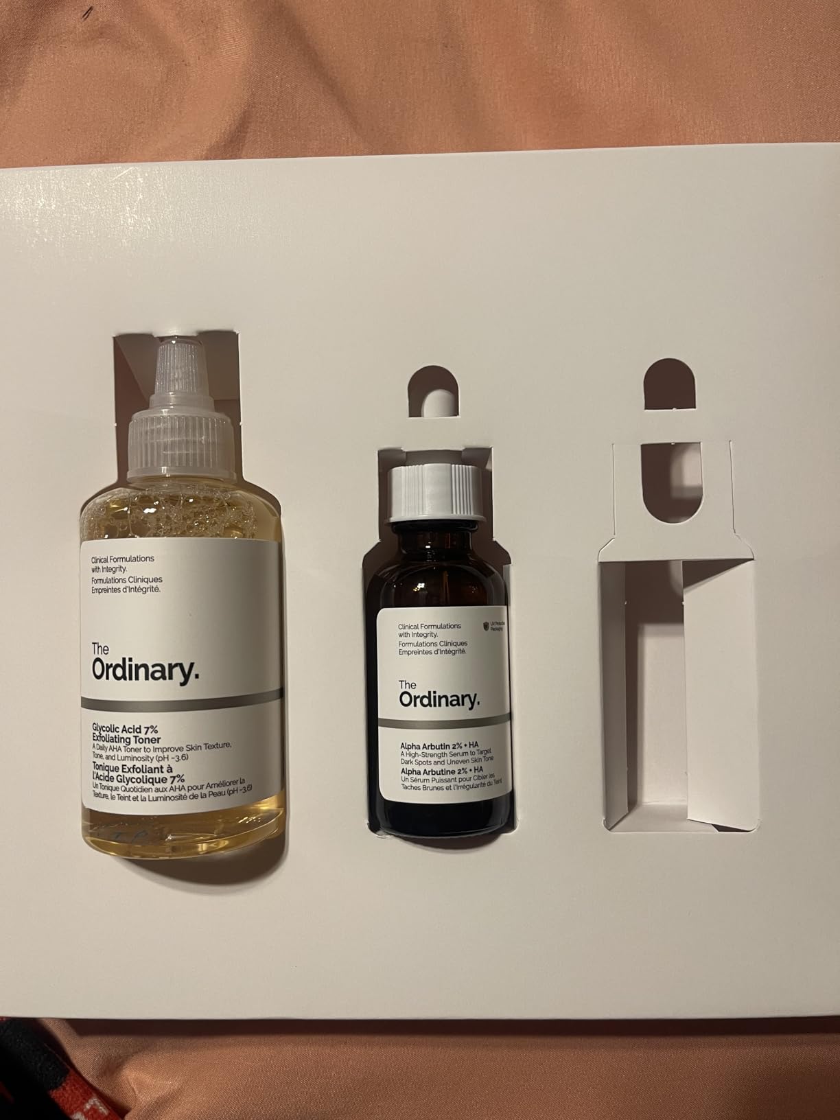 The Ordinary The Bright Set, 3-Step Regimen for Radiant, Even Skin Tone with Glycolic Acid 7% Exfoliating Toner, Alpha Arbutin 2% + HA, and Caffeine Solution 5% + EGCG Eye Serum | Skin Care Set customer photo 2