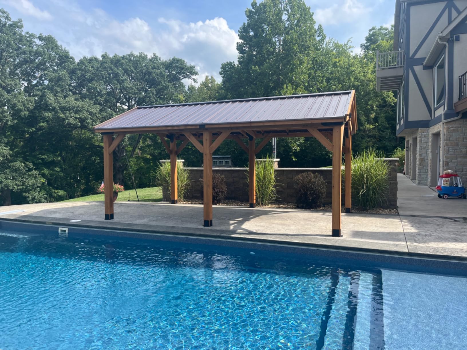 Backyard Discovery Norwood 16 ft. x 12 ft. Cedar Wood Gazebo,Thermal Insulated Steel Roof, Durable, Supports Snow Loads and Wind Speed, Rot Resistant, Backyard, Deck, Garden, Patio customer photo 1