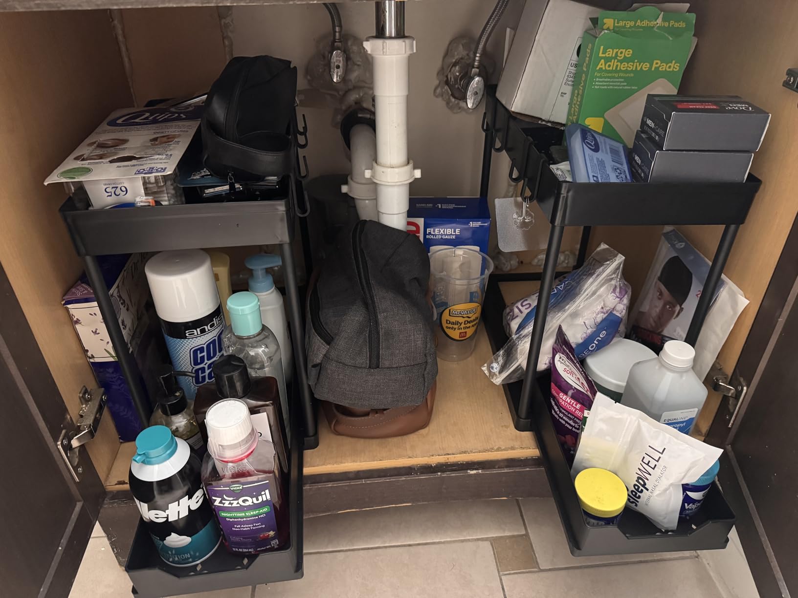 DEKAVA Under Sink Organizer 2 Pack, Bathroom Cabinet Organizer, 2 Tier Sliding Cabinet Basket Organizer Drawer, Multi-Purpose Bath Collection Baskets for Bathroom (Black) customer photo 2
