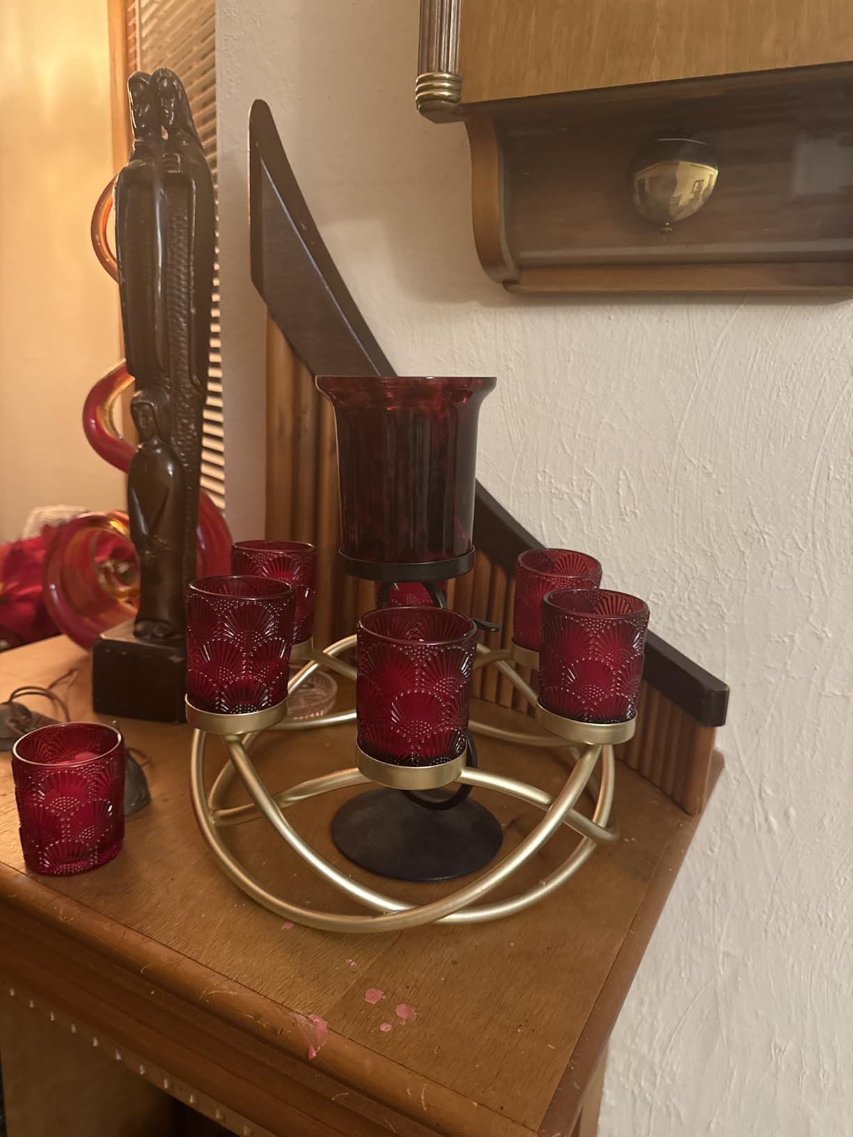 Seraphic Centerpieces for Table Decor, Tealight Candle Holder, Gold/Clear customer photo 2