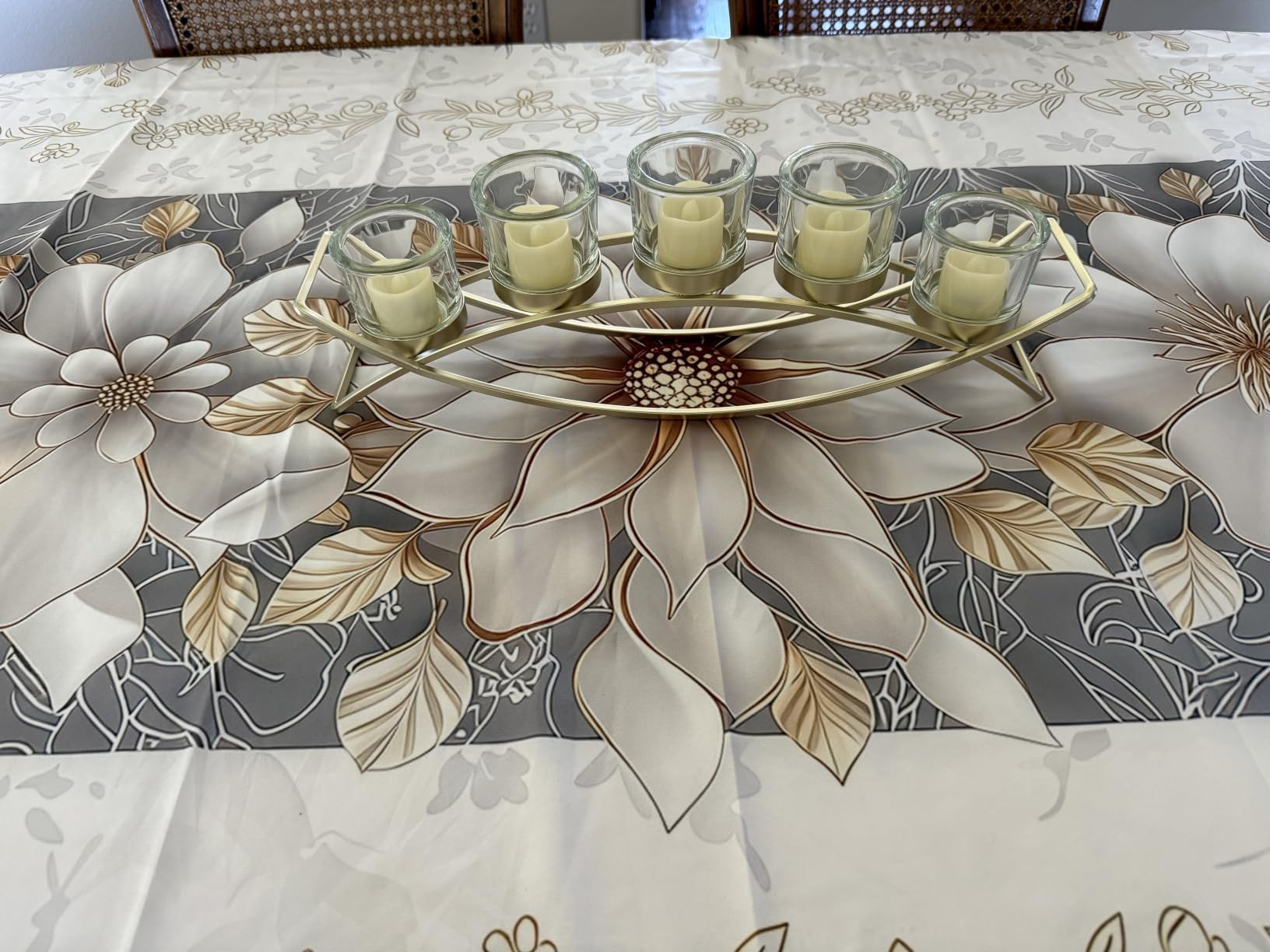 Seraphic Centerpieces for Tables, Dining Room Candle Holder Decor, Gold customer photo 2