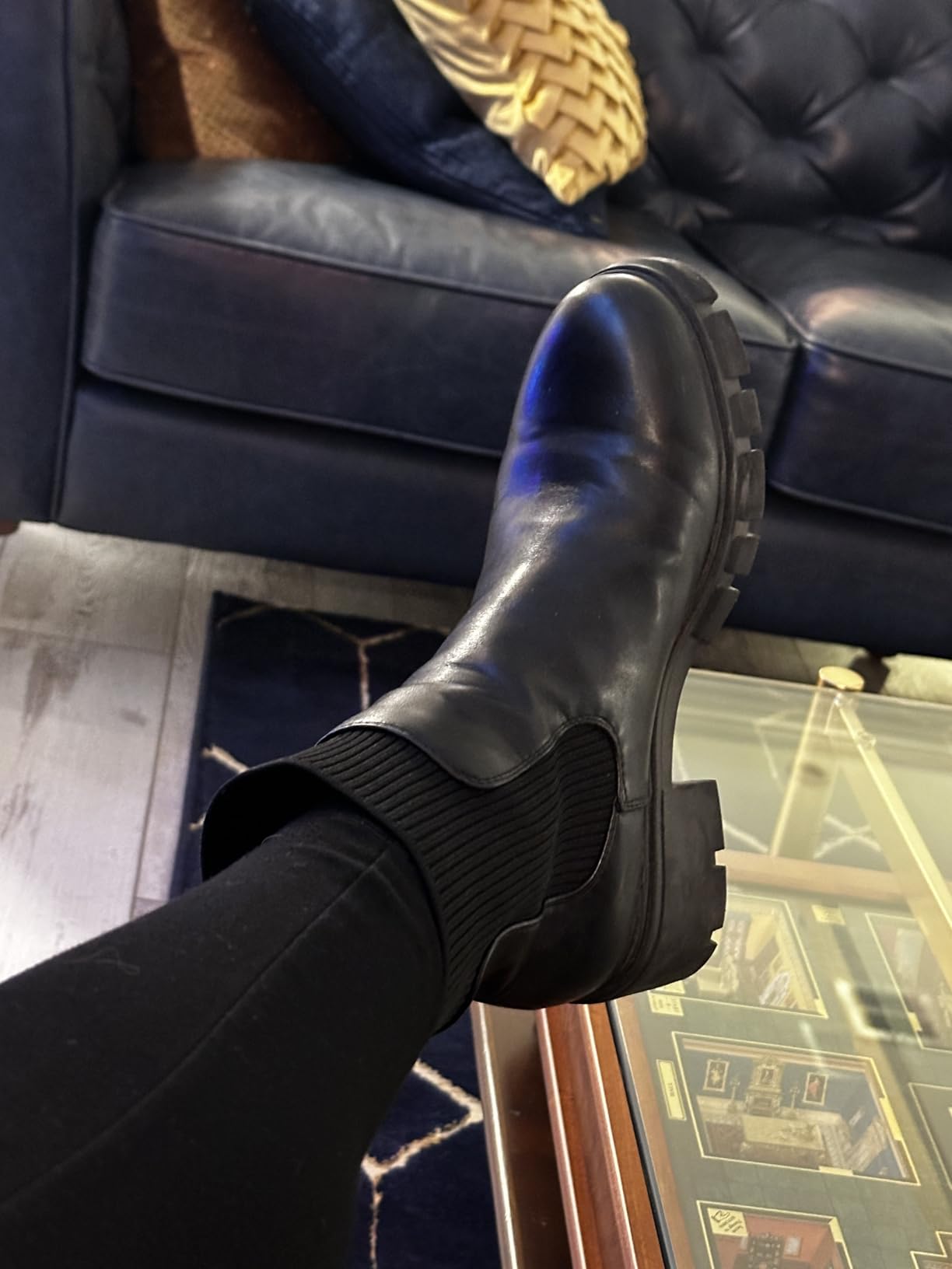 Athlefit Women's Chunky Platform Chelsea Ankle Boots customer photo 1