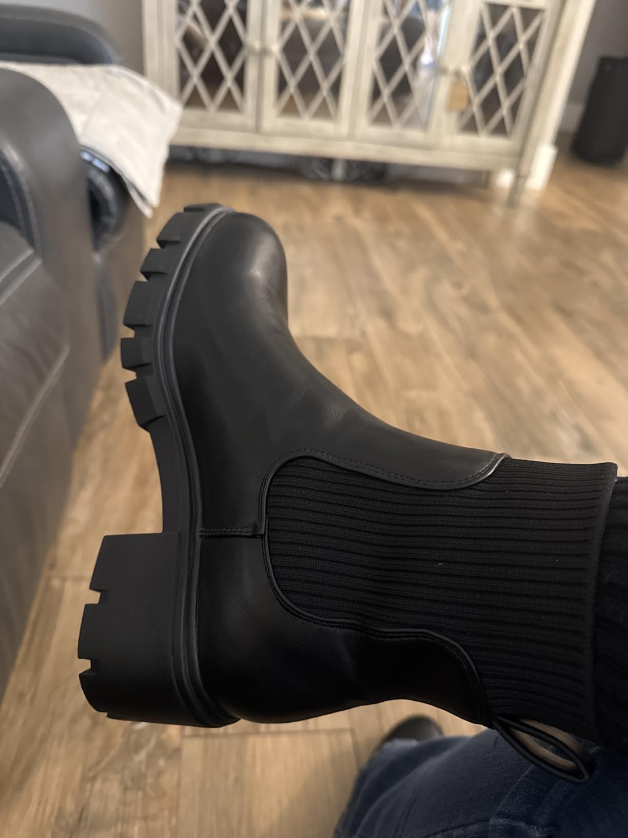 Athlefit Women's Chunky Platform Chelsea Ankle Boots | Fashion Lug Sole Slip on Booties, Ideal for Fall or Winter Daily Wear, Walking, Office Work, Casual Outing customer photo 2