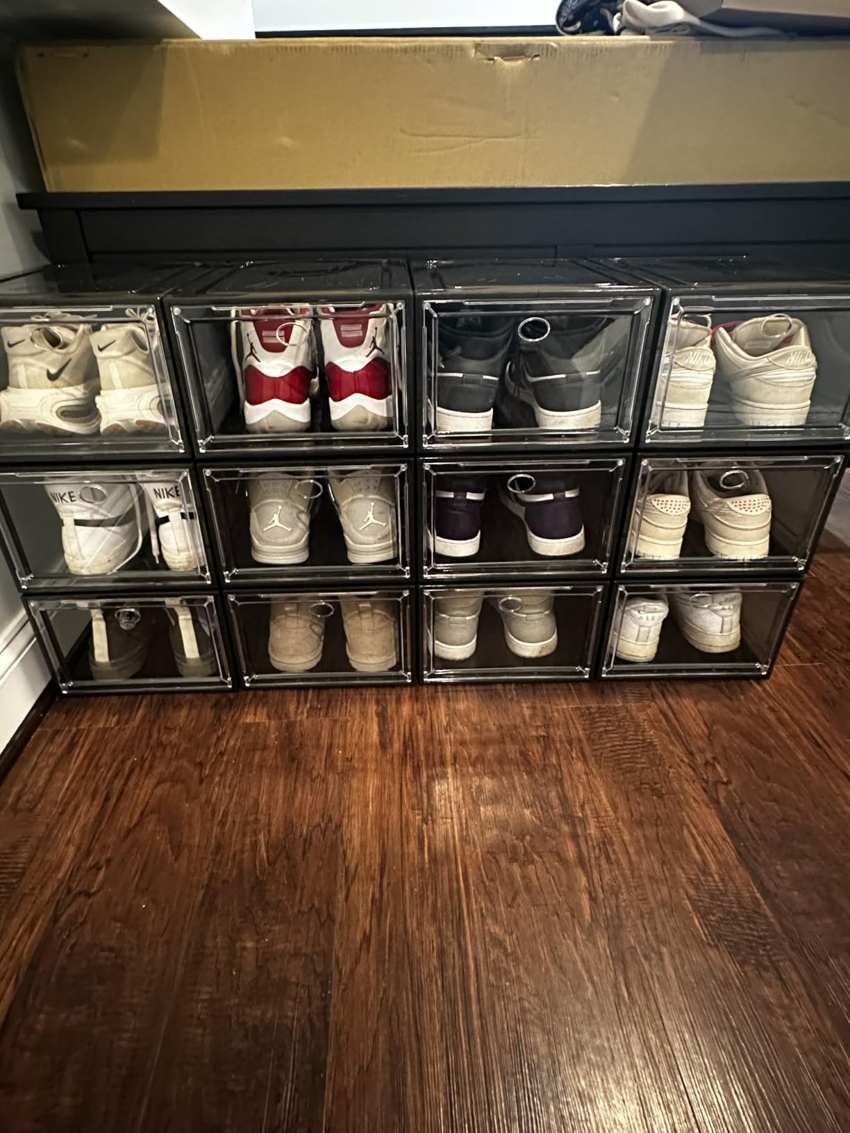 Sturdy Clear Shoe Organizer with Magnetic Door, Stackable Shoe Storage Box customer photo 2