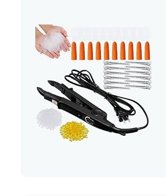 Lothee K Tip Hair Extensions Kit with Heat Iron Finger Protector, Black customer photo 1