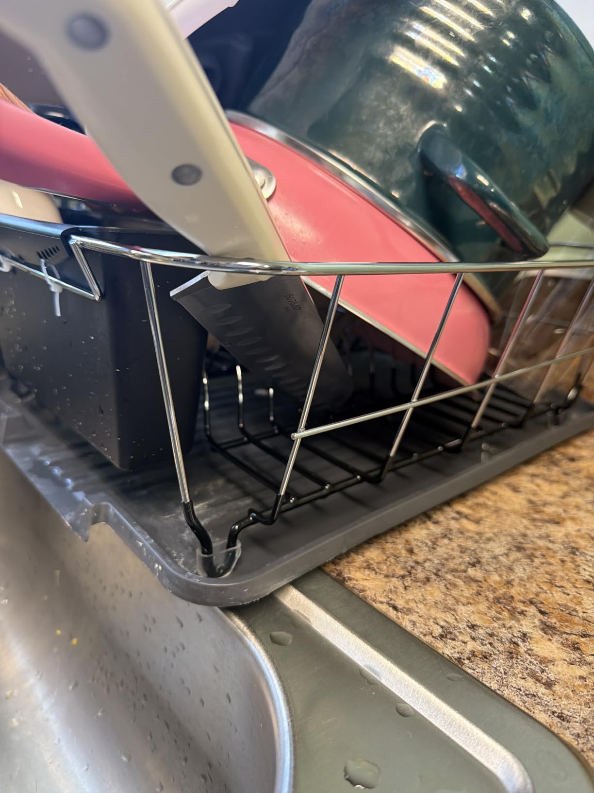 Sweet Home Collection 2 Piece Dish Drying Rack Set Drainer with Utensil Holder Simple Easy to Use Fits in Most Sinks, 14.5