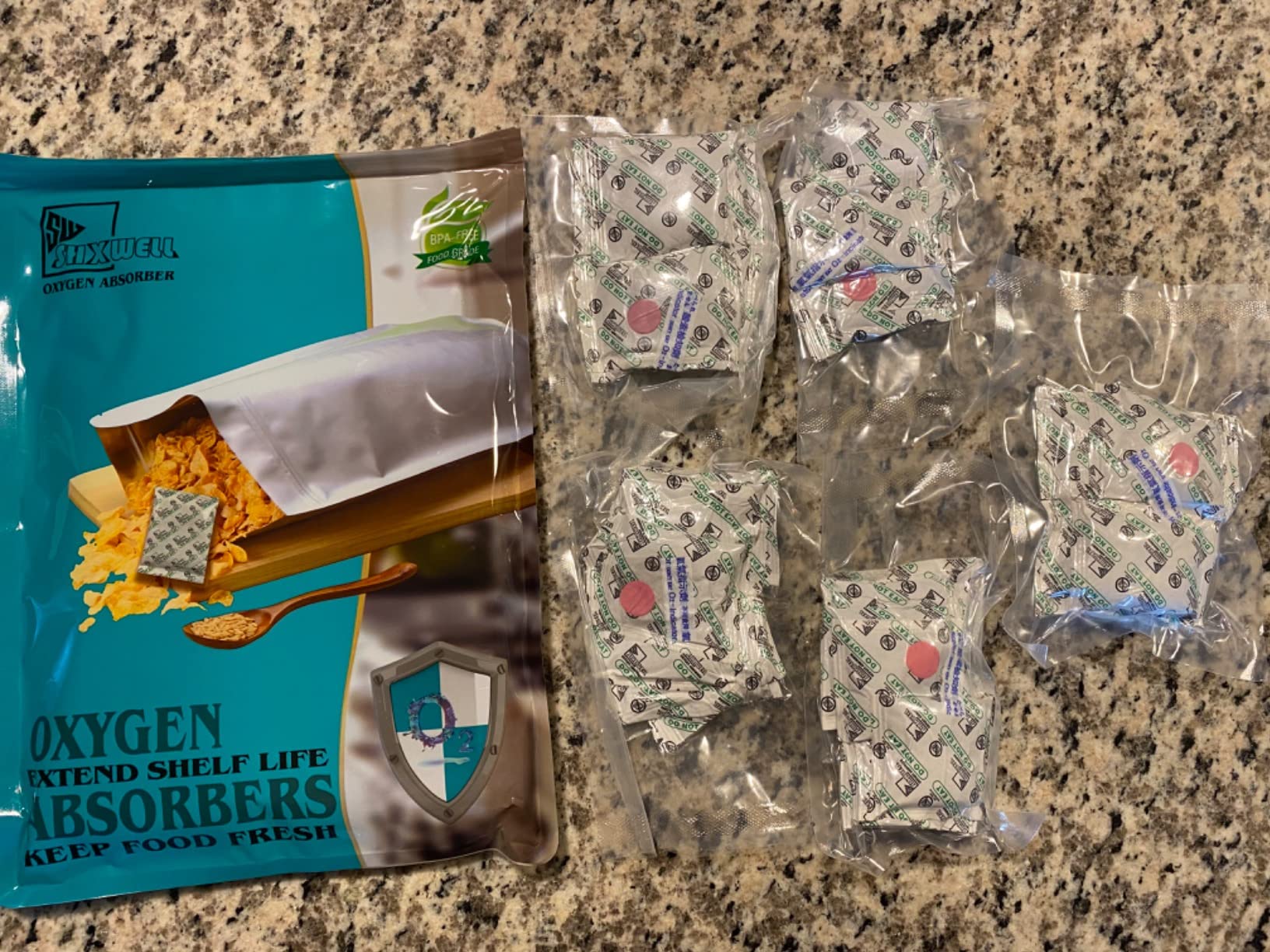 50pcs Mylar Bags for Food Storage With Oxygen Absorbers, 15 Mil Extra Thick Mylar Bags, 4 Size Set(5 Gallon, 2 Gallon, 1 Gallon, 1 Quart)2500cc and 400cc Oxy-Sorb (Individually Sealed) customer photo 1