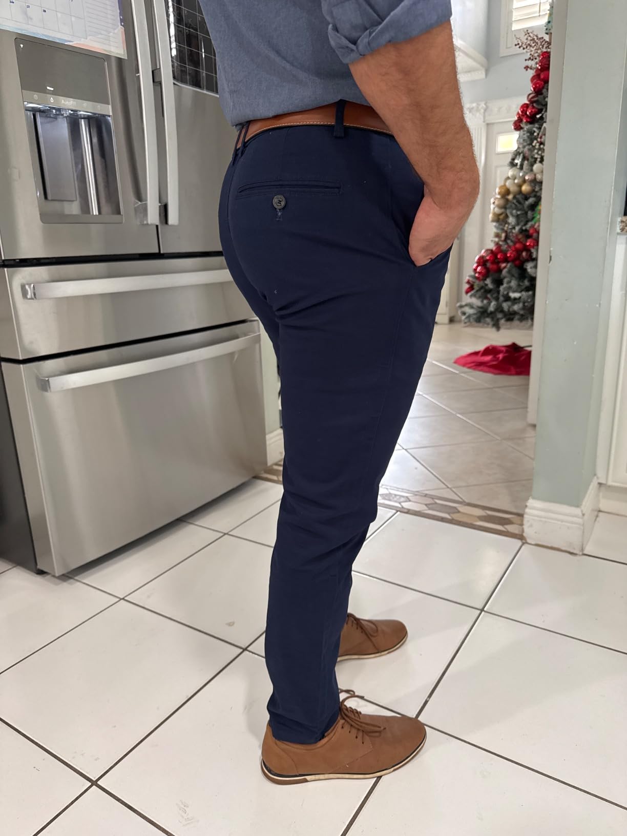 Plaid&Plain Men’s Slim Fit Khaki Pants Men’s Tapered Chino Pants customer photo 1