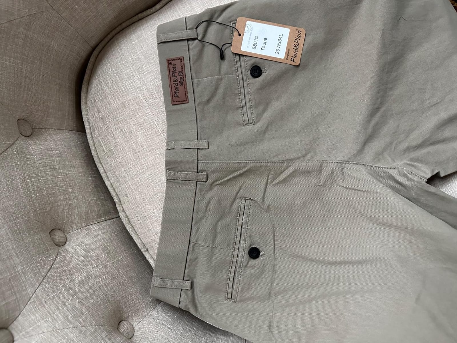 Plaid&Plain Men’s Slim Fit Khaki Pants Men’s Tapered Chino Pants customer photo 2
