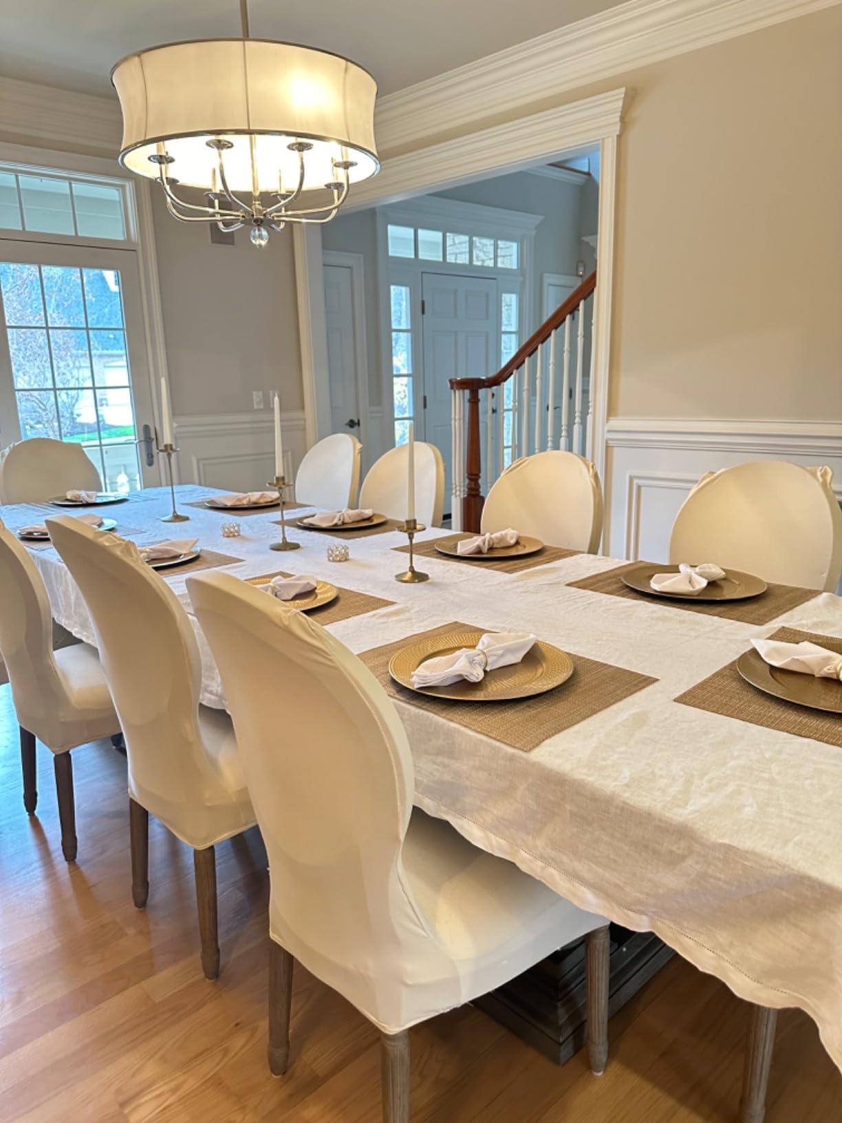 EVERLY Pure Linen Hemstitch Tablecloth, 100% Stonewashed French Linen Tablecloths for Kitchen Dining Rectangle Tables, 60x120 Inch Machine Washable Christmas Thanksgiving Organic Tablecloth-Natural Linen customer photo 2