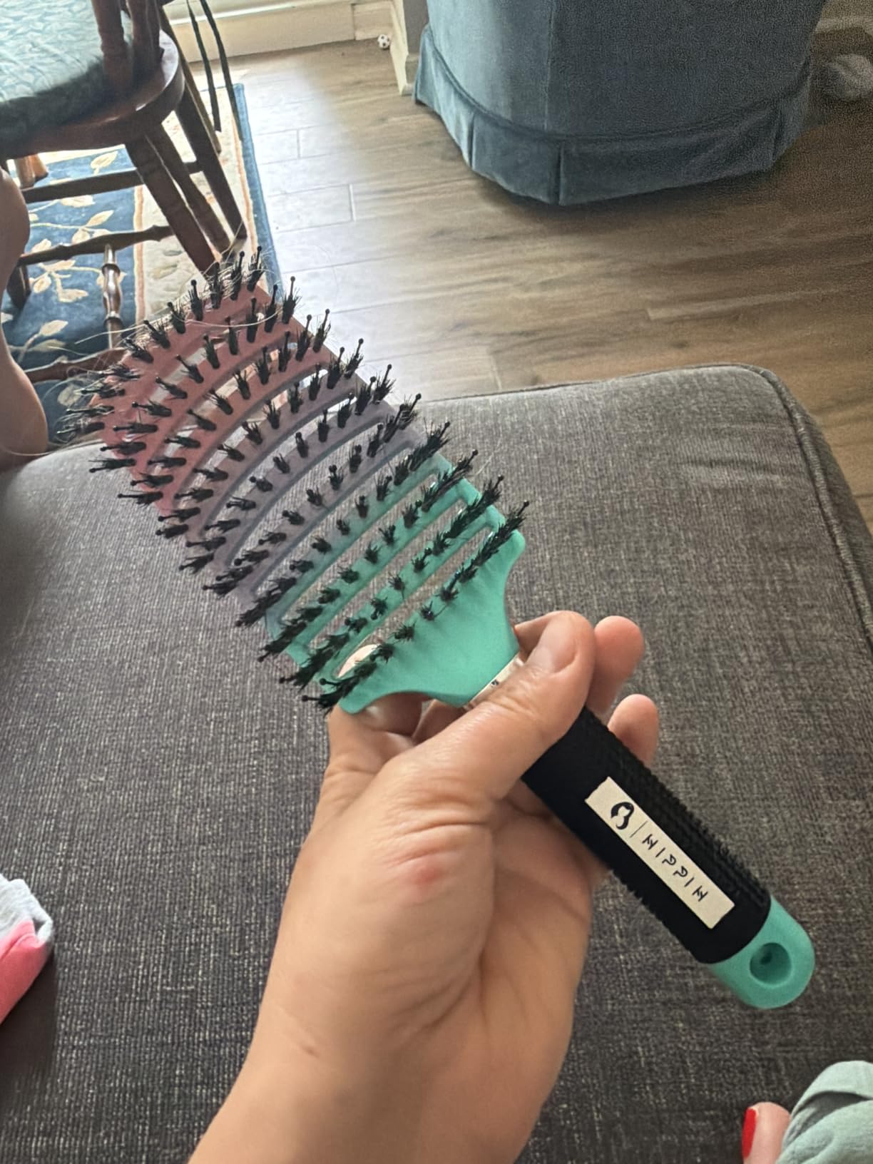 HIPPIH Boar Bristle Hair Brush Set of 2, Detangling Smoothing for Wet & Dry customer photo 1